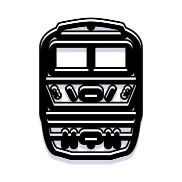 Train engine front view black and white outline Stock Illustration