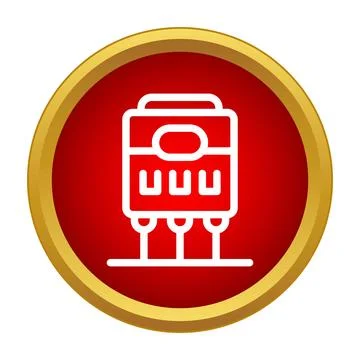 Train engine icon inside gold red circle イラスト素材