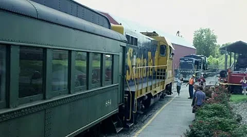 Train Engine &amp; Passenger Car Stock Footage 11490509