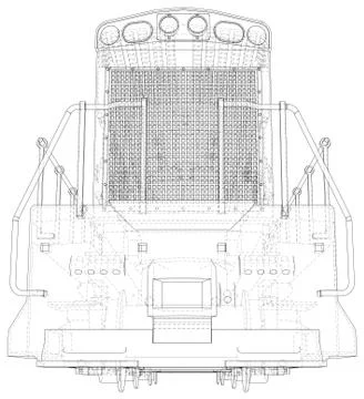 Train engines. Technical wire-frame. Vector rendering of 3d. EPS10 format Illustrazione stock