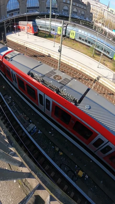 Train is entering main train station in Hamburg, Germany. Stock Footage 241026478