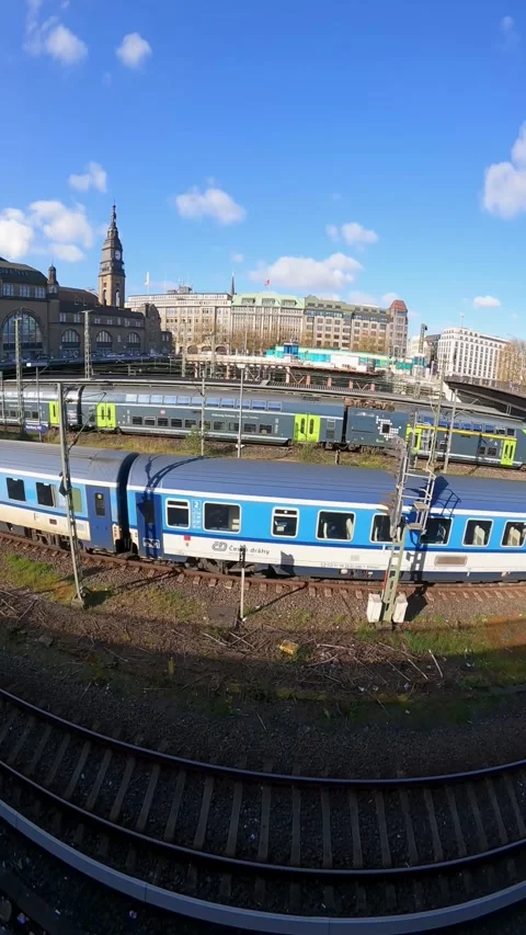Train is entering main train station in Hamburg, Germany. Stock Footage 241026480
