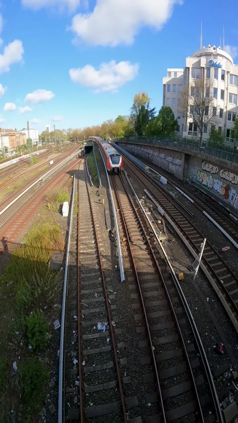 Train is entering main train station in Hamburg, Germany. Video stock 241026520