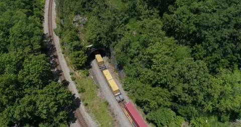 Train entering Mountain Tunnel in Point of Rocks Maryland Stock Footage 277449704