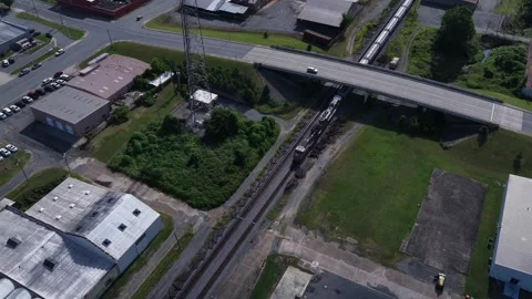 Train entering Pine Bluff, Arkansas Stock Footage 338107674