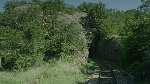 A train entering a tunnel. Video stock 87922479