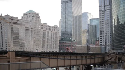 Train entering urban area Stock Footage 91780727