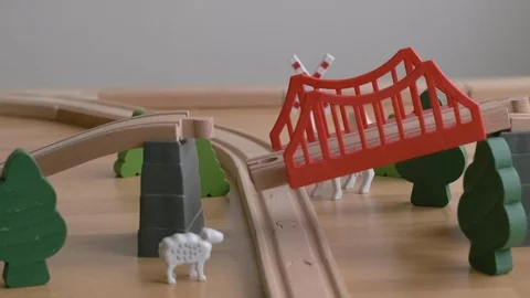 Train enters the broken rail bridge and breaks down Stock Footage 119564907