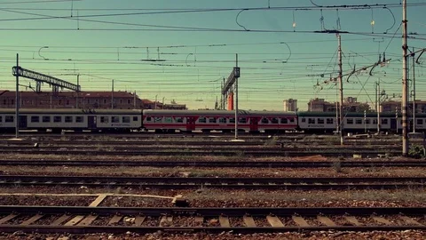 Train enters the station Stock-Footage 74788901