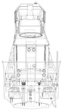 Train. EPS10 format. Vector created of 3d, Wire-frame Illustrazione stock
