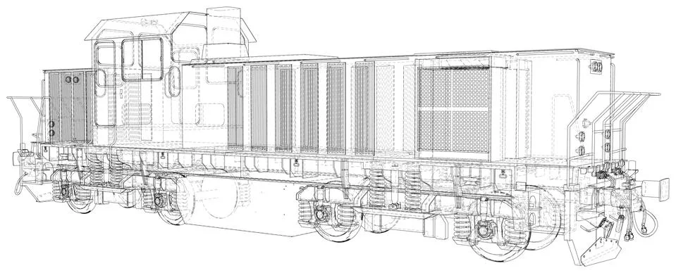 Train. EPS10 format. Vector created of 3d, Wire-frame Illustrazione stock