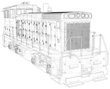 Train. EPS10 format. Vector created of 3d, Wire-frame Illustrazione stock