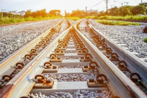 Train in the evening, beautiful light Stock Photos
