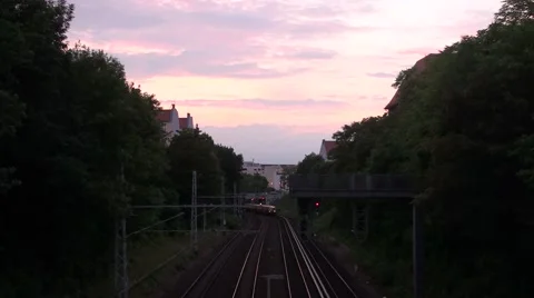 Train at evening at berlin Stock Footage 52490965