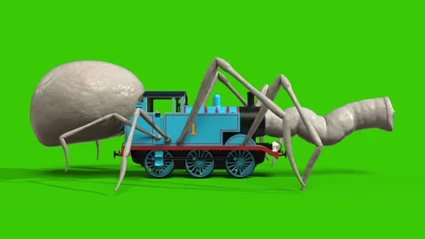Train Evil Thomas Green Screen Monsters Side no Track 3D Rendering Animation Stock Footage 166837309