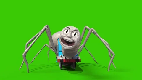 Train Evil Thomas Green Screen no Track Monsters 3D Rendering Animation Stock Footage 166837377