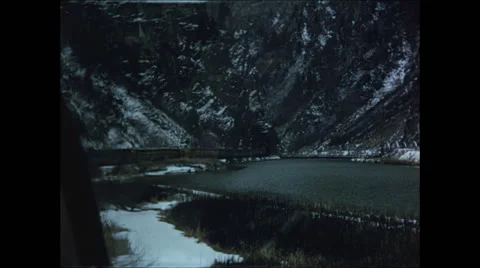 Train Exits Mountain Tunnel Stock Footage 47644373