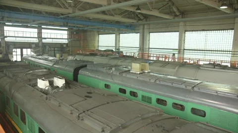Train Factory hall Stock Footage 33402730