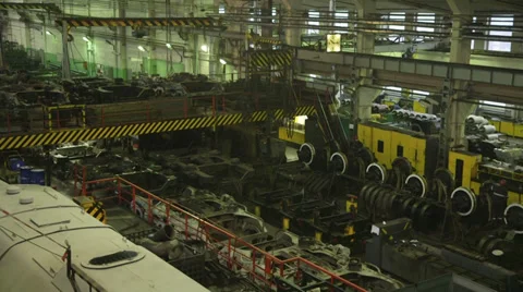 Train Factory hall Stock Footage 33402838