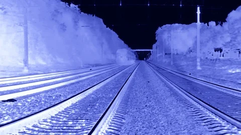 Train In Fast Motion In Violet Abstraction Stock Footage 101437476