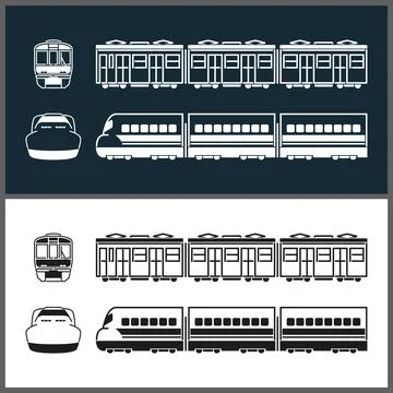 Train fast silhouette vector set illustration Illustrazione stock