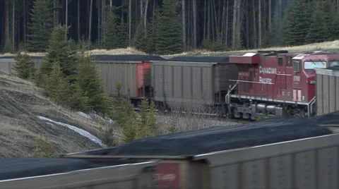 A train filled with coal moving away from camera Video stock 45115383