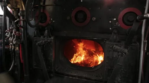 Train in the fire coil Stock Footage