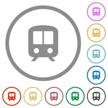 Train flat icons with outlines Stock Illustration