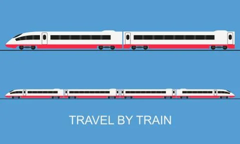 Train in flat style. Vector illustration of modern high-speed train. Stock Illustration
