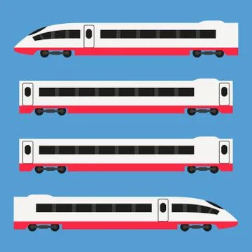 Train in flat style. Vector illustration of modern high-speed train. Stock Illustration