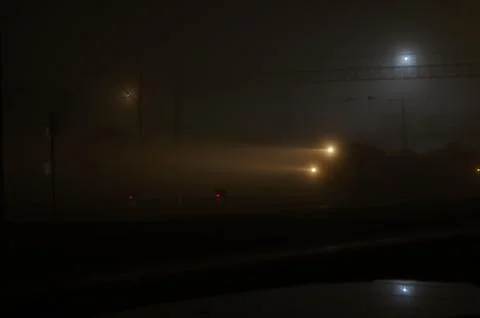 Train, fog, light Stockfoto's