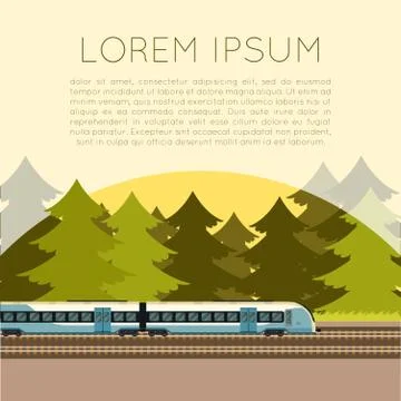 Train in the forest banner Stock Illustration