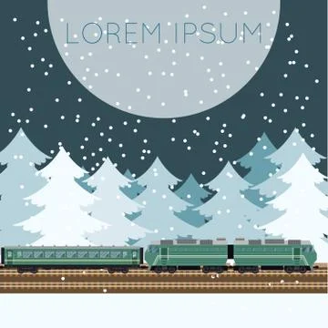 Train in the forest banner Stock Illustration