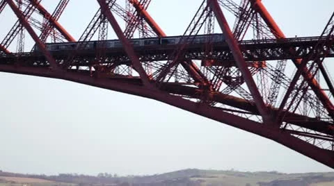 Train on Forth Rail Bridge Scotland Stock Footage 21896095