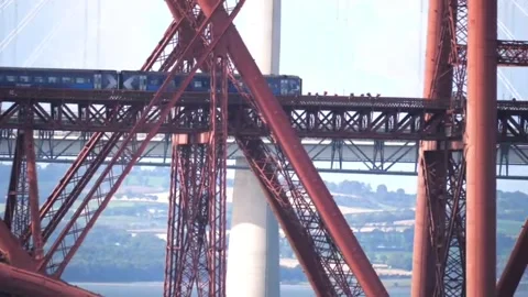 Train on Forth Road Bridge Stock Footage 251716199