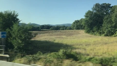 On the train "Freccia Rossa" 250 km/h passing Tuscany landscapes PART2 Stock Footage