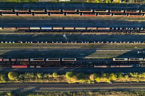Train Freight from Above Foto stock
