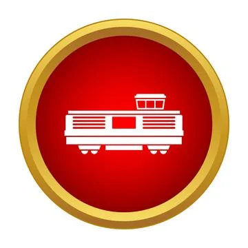 Train freight delivery icon in red circle イラスト素材