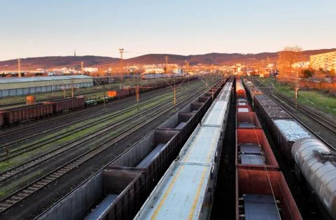 Train Freight transportation platform - Cargo transit Stock Photos