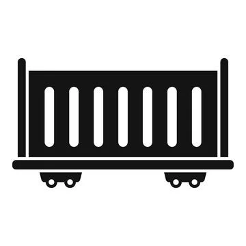 Train freight wagon carrying cargo container icon simple style Stock Illustration