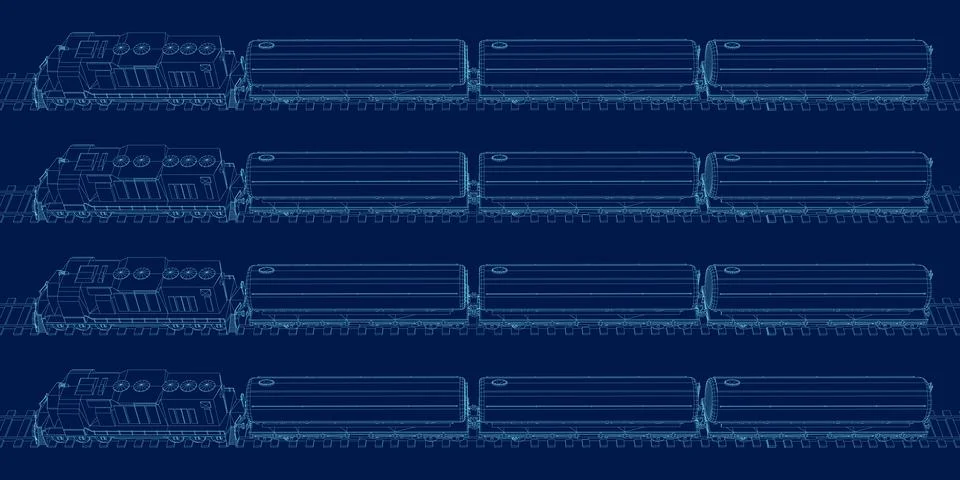 Train freight wagons contour set. Side view. Vector illustration Stock Illustration