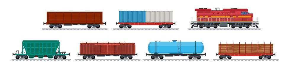 Train freight wagons, Stock Illustration