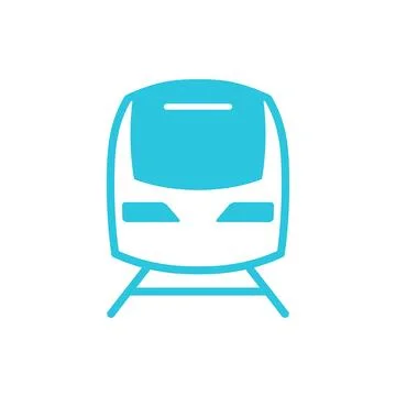 Train front profile icon. Isolated on white. Blue icon set. Stock Illustration