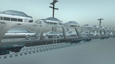 Train With a Full Load Of Automobiles Passing By (Autorack) Infinite Loop Stock Footage 57085633