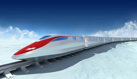 Train of the future with clouds on the background. My own design Stock Illustration