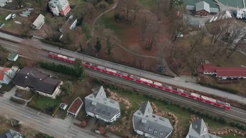 Train in Germany from Drone View Видео 316554067