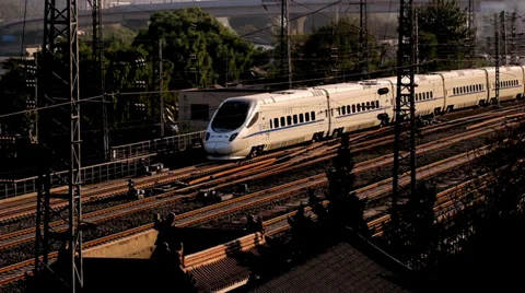 The train go back slowly to the Beijing Station Stock-Footage 33218603