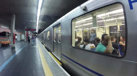 A train go to your destiny in subway of sao paulo city Stock Footage 57829081
