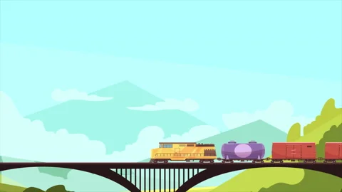 Train Goes On A Flight Between Mountains Stock Footage 232227942