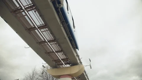 The train goes on a monorail Stock Footage 117867260